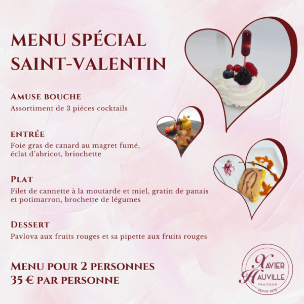 Menu spécial Saint-Valentin